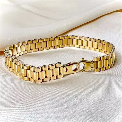 pulsera tipo rolex oro 14k|Pulsera caballero tipo Rolex oro 14k .